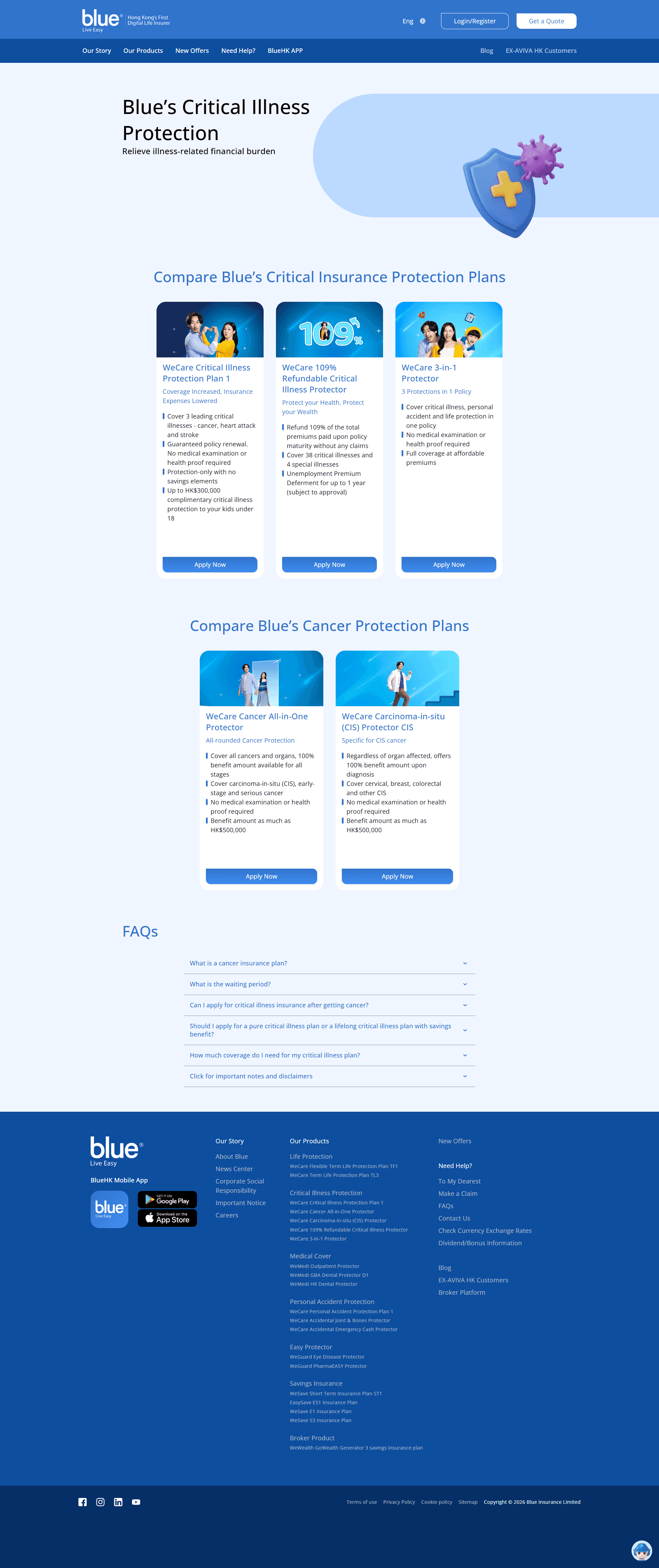 Blue Insurance bilingual website on desktop and mobile